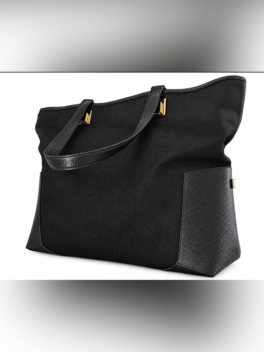 Salvatore Ferragamo Vintage Nylon & Textured Leather Black Tote